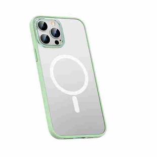 For iPhone 14 Pro Max Metal Lens Skin Feel Frosted Magsafe Phone Case(Green)
