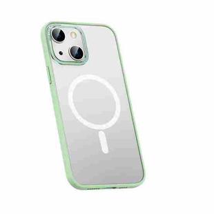 For iPhone 13 mini Metal Lens Skin Feel Frosted Magsafe Phone Case(Green)