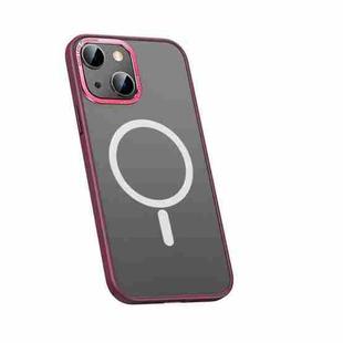 For iPhone 13 mini Metal Lens Skin Feel Frosted Magsafe Phone Case(Red)