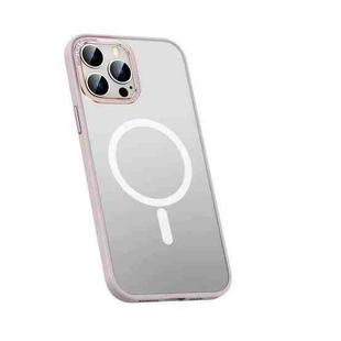 For iPhone 13 Pro Max Metal Lens Skin Feel Frosted Magsafe Phone Case(Pink)