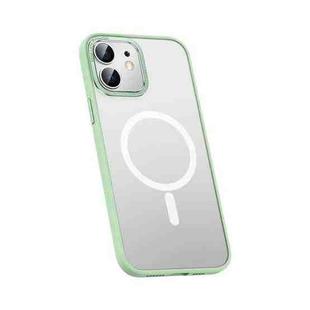 For iPhone 12 Metal Lens Skin Feel Frosted Magsafe Phone Case(Green)