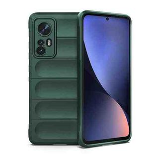 For Xiaomi 12 Magic Shield TPU + Flannel Phone Case(Dark Green)