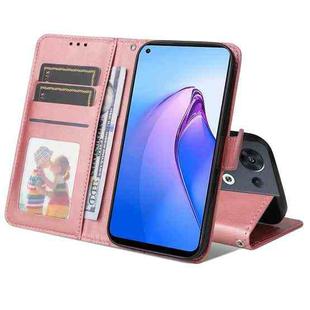 For OPPO Reno8 5G Global JSM Calf Texture Leather Phone Case(Pink)