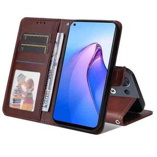 For OPPO Reno8 5G Global JSM Calf Texture Leather Phone Case(Brown)