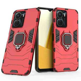 For vivo Y16 PC + TPU Shockproof Protective Phone Case with Magnetic Ring Holder(Red)