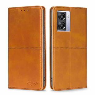 For OPPO K10 5G Global Cow Texture Magnetic Leather Phone Case(Light Brown)