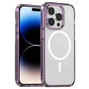 For iPhone 14 Pro Aurora Series MagSafe Phone Case(Transparent Purple)