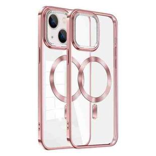 For iPhone 14 Plus Dial Plate Magsafe Electroplated Phone Case(Pink)