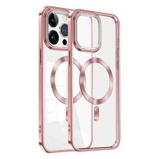 For iPhone 14 Pro Max Dial Plate Magsafe Electroplated Phone Case(Pink)