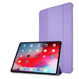For iPad Pro 11(2020) TPU Silk Texture Three-fold Horizontal Flip Leather Tablet Case with Holder(Purple)