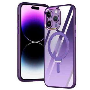 For iPhone 14 Pro Max Magsafe Invisible Holder Phone Case(Purple)