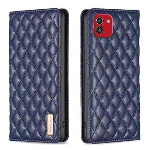 For Samsung Galaxy A03 166mm Diamond Lattice Magnetic Leather Flip Phone Case(Blue)