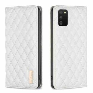 For Samsung Galaxy A03s / A02s Diamond Lattice Magnetic Leather Flip Phone Case(White)