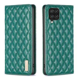 For Samsung Galaxy A12 Diamond Lattice Magnetic Leather Flip Phone Case(Green)
