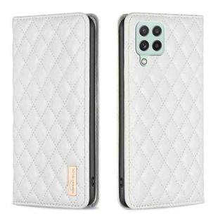 For Samsung Galaxy A22 4G Diamond Lattice Magnetic Leather Flip Phone Case(White)