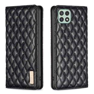 For Samsung Galaxy A22 5G Diamond Lattice Magnetic Leather Flip Phone Case(Black)