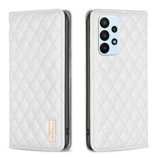 For Samsung Galaxy A23 / M23 / M13 4G Diamond Lattice Magnetic Leather Flip Phone Case(White)