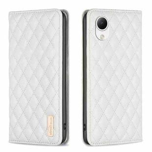 For Samsung Galaxy A23e Diamond Lattice Magnetic Leather Flip Phone Case(White)