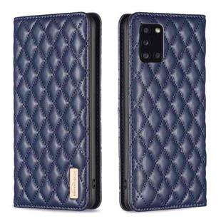 For Samsung Galaxy A31 Diamond Lattice Magnetic Leather Flip Phone Case(Blue)