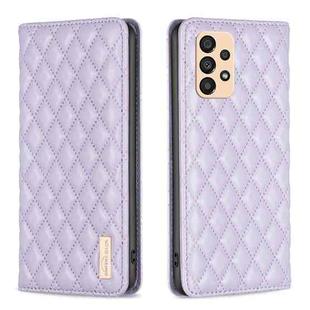 For Samsung Galaxy A33 Diamond Lattice Magnetic Leather Flip Phone Case(Purple)