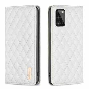 For Samsung Galaxy A41 Diamond Lattice Magnetic Leather Flip Phone Case(White)