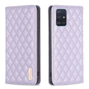 For Samsung Galaxy A51 4G Diamond Lattice Magnetic Leather Flip Phone Case(Purple)