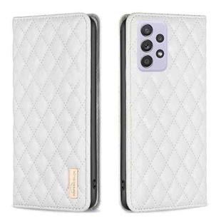 For Samsung Galaxy A52 / A52s 5G Diamond Lattice Magnetic Leather Flip Phone Case(White)