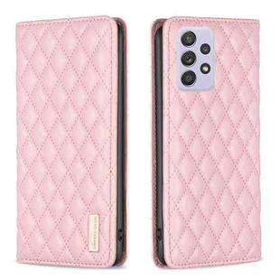 For Samsung Galaxy A52 / A52s 5G Diamond Lattice Magnetic Leather Flip Phone Case(Pink)