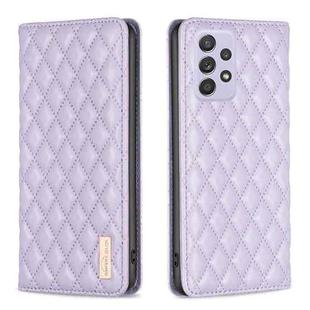 For Samsung Galaxy A52 / A52s 5G Diamond Lattice Magnetic Leather Flip Phone Case(Purple)