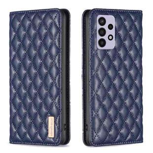 For Samsung Galaxy A72 5G / 4G Diamond Lattice Magnetic Leather Flip Phone Case(Blue)