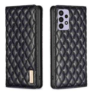For Samsung Galaxy A72 5G / 4G Diamond Lattice Magnetic Leather Flip Phone Case(Black)