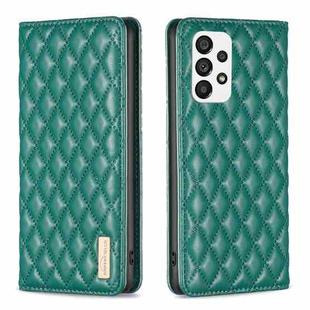 For Samsung Galaxy A73 5G Diamond Lattice Magnetic Leather Flip Phone Case(Green)