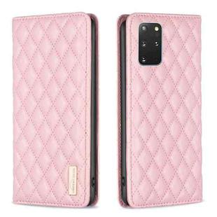 For Samsung Galaxy S20+ Diamond Lattice Magnetic Leather Flip Phone Case(Pink)