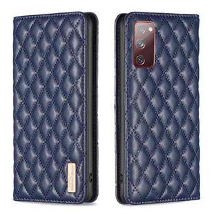 For Samsung Galaxy S20 FE Diamond Lattice Magnetic Leather Flip Phone Case(Blue)