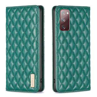 For Samsung Galaxy S20 FE Diamond Lattice Magnetic Leather Flip Phone Case(Green)