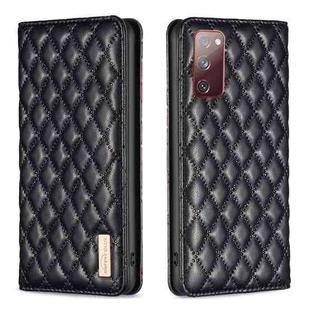 For Samsung Galaxy S20 FE Diamond Lattice Magnetic Leather Flip Phone Case(Black)