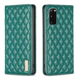 For Samsung Galaxy S20 Diamond Lattice Magnetic Leather Flip Phone Case(Green)