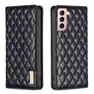 For Samsung Galaxy S21 5G Diamond Lattice Magnetic Leather Flip Phone Case(Black)