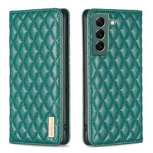 For Samsung Galaxy S22+ 5G Diamond Lattice Magnetic Leather Flip Phone Case(Green)