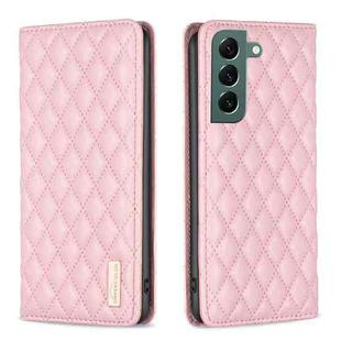 For Samsung Galaxy S22+ 5G Diamond Lattice Magnetic Leather Flip Phone Case(Pink)