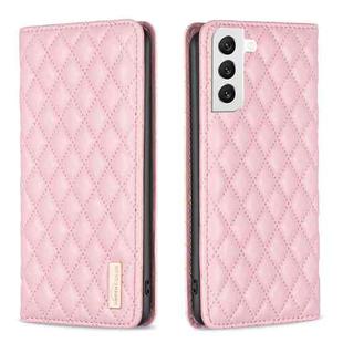 For Samsung Galaxy S22 5G Diamond Lattice Magnetic Leather Flip Phone Case(Pink)