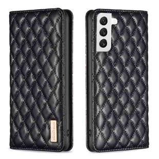 For Samsung Galaxy S22 5G Diamond Lattice Magnetic Leather Flip Phone Case(Black)