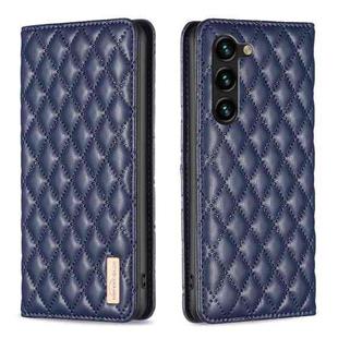 For Samsung Galaxy S23+ 5G Diamond Lattice Magnetic Leather Flip Phone Case(Blue)