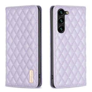 For Samsung Galaxy S23+ 5G Diamond Lattice Magnetic Leather Flip Phone Case(Purple)