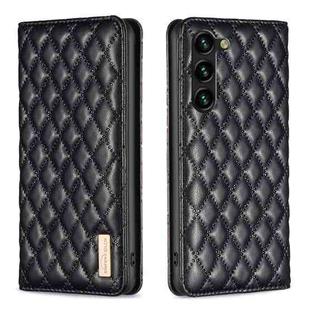 For Samsung Galaxy S23+ 5G Diamond Lattice Magnetic Leather Flip Phone Case(Black)