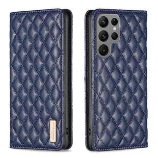 For Samsung Galaxy S23 Ultra 5G Diamond Lattice Magnetic Leather Flip Phone Case(Blue)