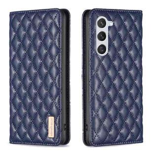 For Samsung Galaxy S23 5G Diamond Lattice Magnetic Leather Flip Phone Case(Blue)