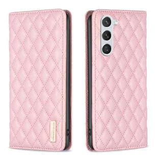 For Samsung Galaxy S23 5G Diamond Lattice Magnetic Leather Flip Phone Case(Pink)