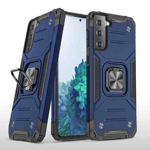 For Samsung Galaxy S22 5G Magnetic Armor TPU + PC Holder Phone Case(Blue)