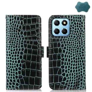 For Honor X8 5G Crocodile Top Layer Cowhide Leather Phone Case(Green)